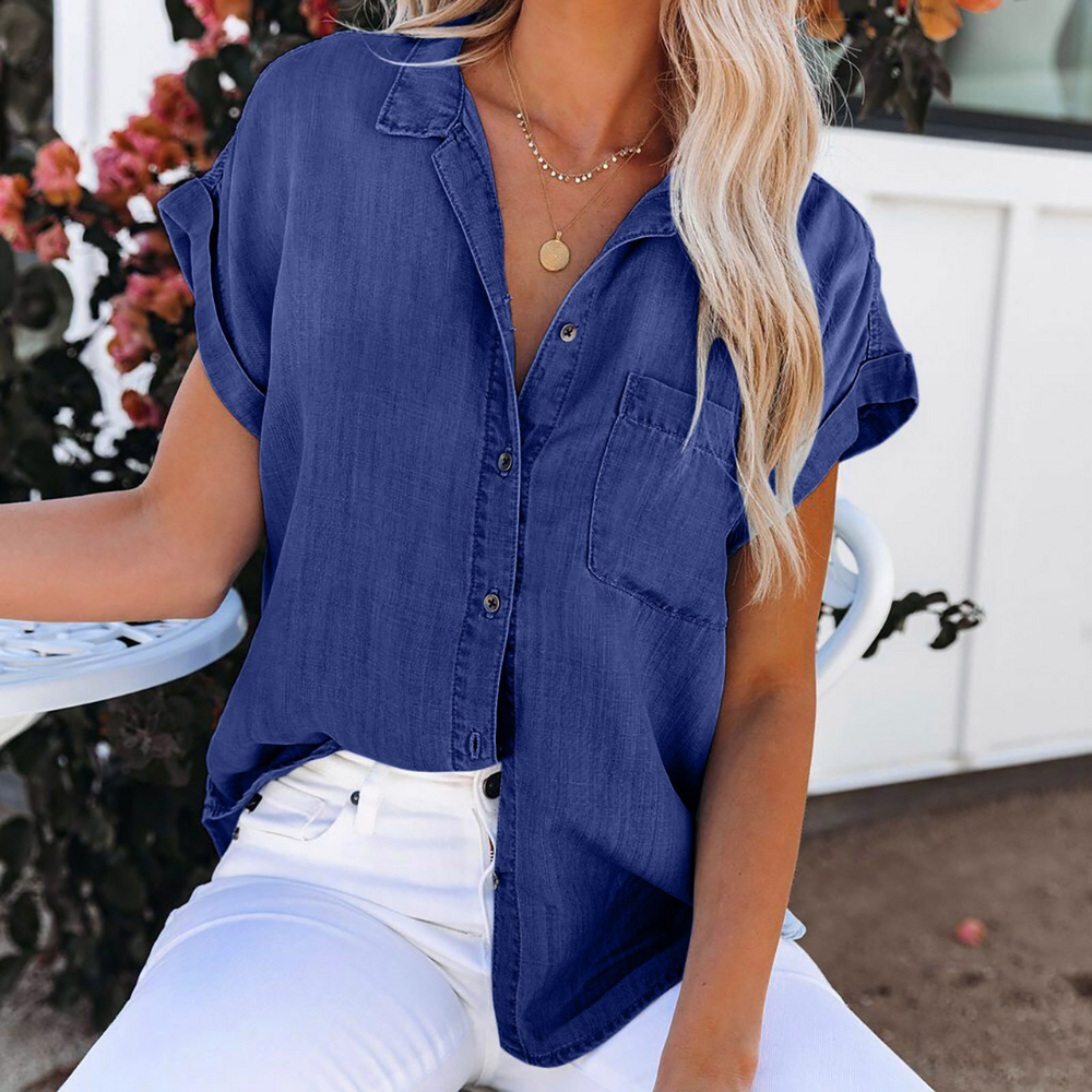 Jasmin - Locker geschnittenes Jeanshemd für Damen Dunkelblau