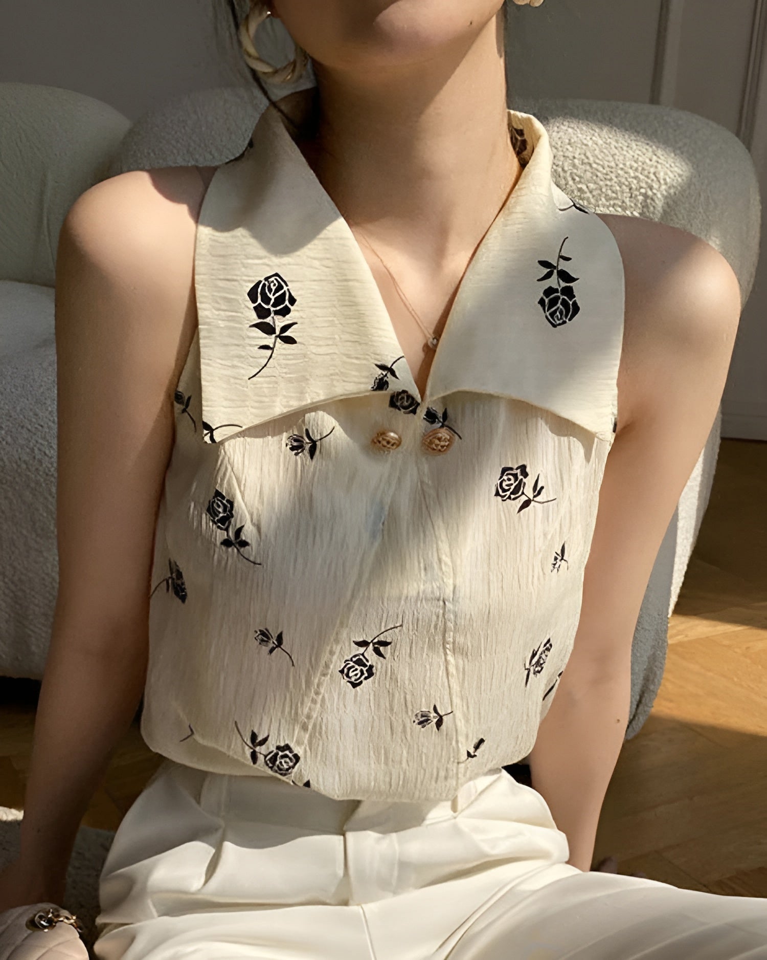 Jemima- Elegante Vintage Damen Bluse Beige
