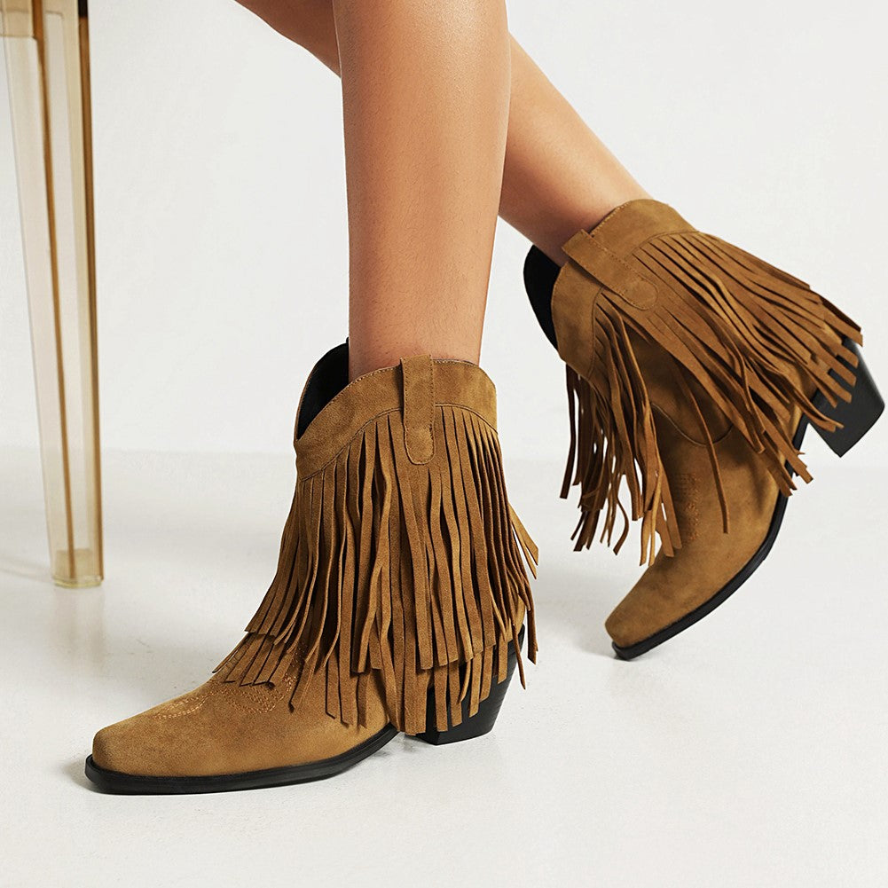 Jenny - Cowboy Stiefeletten mit Fransen-Tassel
