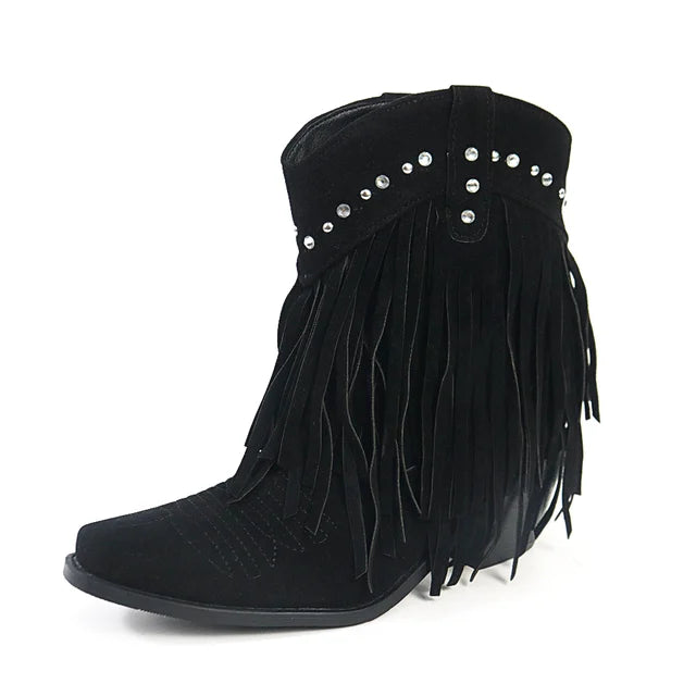 Jenny - Cowboy Stiefeletten mit Fransen-Tassel