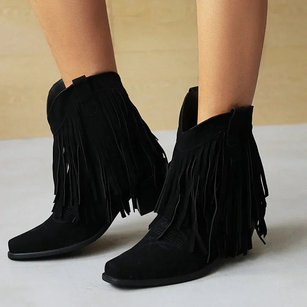 Jenny - Cowboy Stiefeletten mit Fransen-Tassel