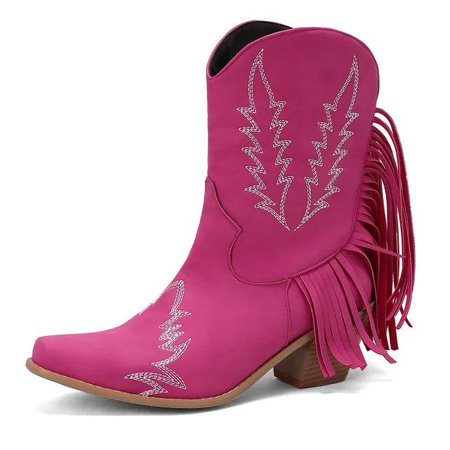 Jenny - Cowboy Stiefeletten mit Fransen-Tassel