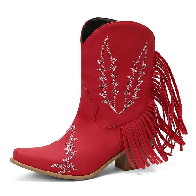 Jenny - Cowboy Stiefeletten mit Fransen-Tassel