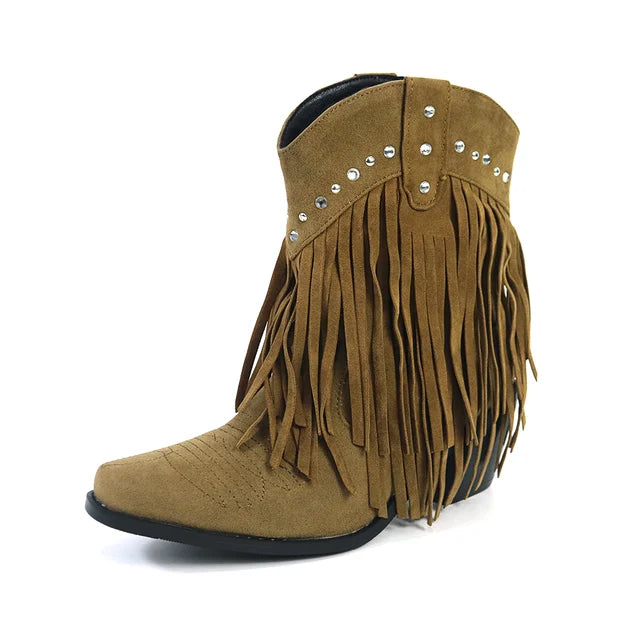 Jenny - Cowboy Stiefeletten mit Fransen-Tassel