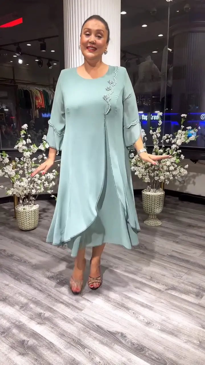 Jessika – Elegantes, luftiges Damenkleid aus Chiffon Grün