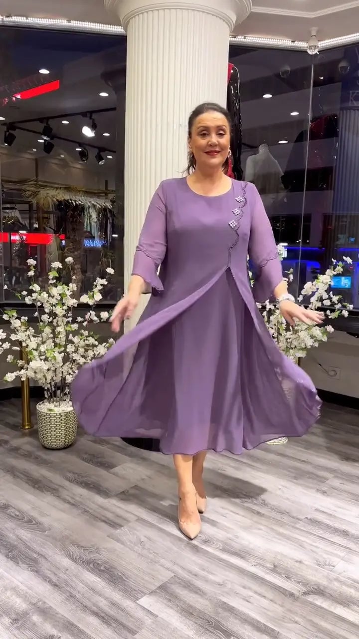 Jessika – Elegantes, luftiges Damenkleid aus Chiffon Lila