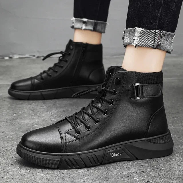 Jian – Herren Hohe Sneaker aus schwarzem Leder 1