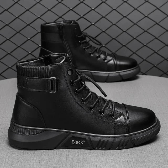 Jian – Herren Hohe Sneaker aus schwarzem Leder 3
