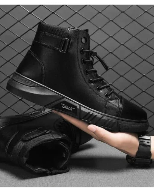 Jian – Herren Hohe Sneaker aus schwarzem Leder 4