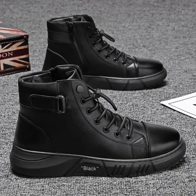 Jian – Herren Hohe Sneaker aus schwarzem Leder 7