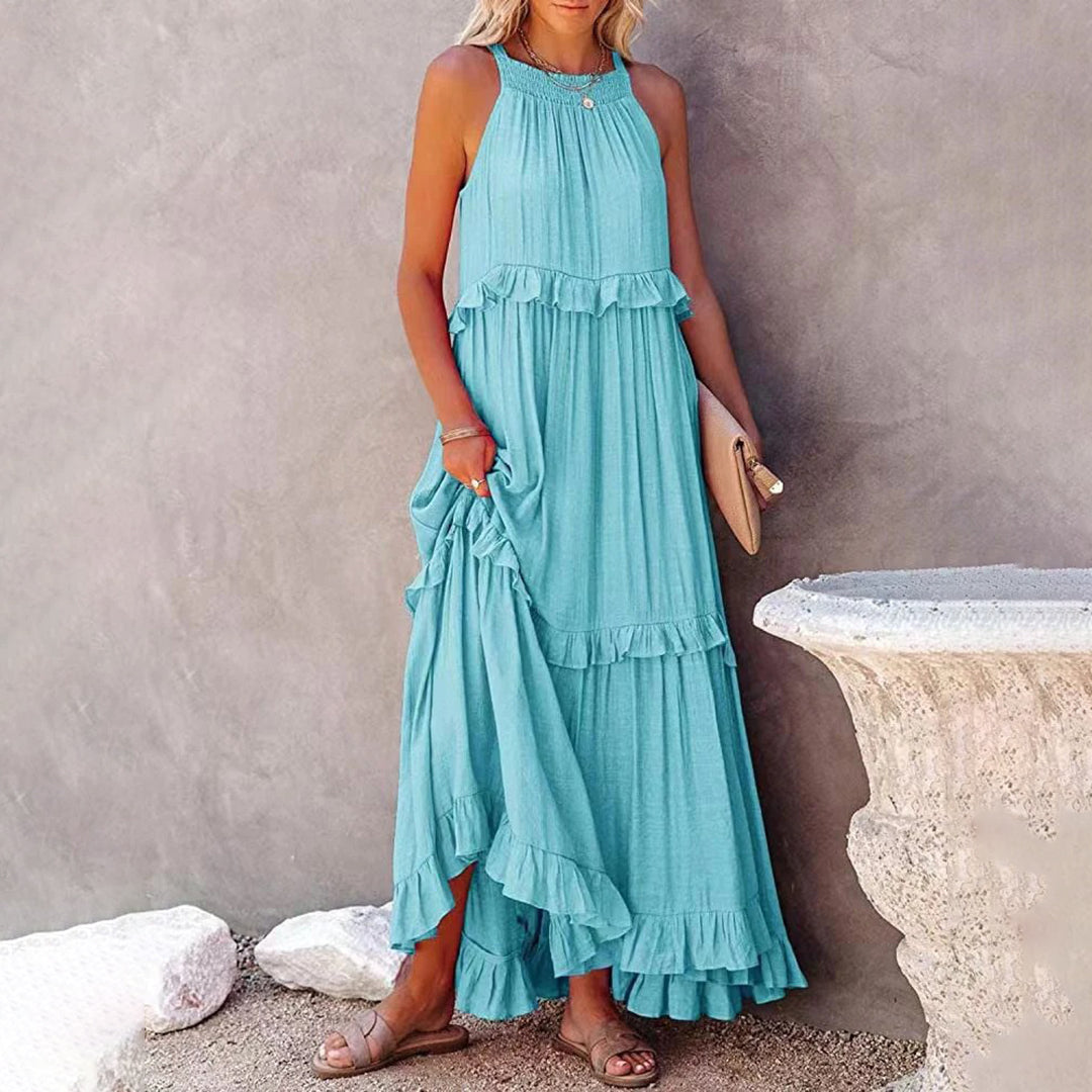 Joana - Elegantes Maxikleid ohne Ärmel - Blau