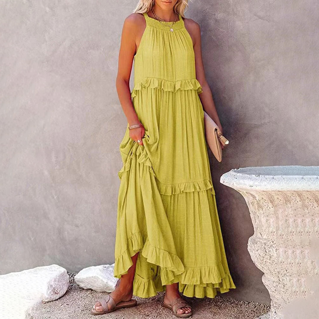 Joana - Elegantes Maxikleid ohne Ärmel - Gelb