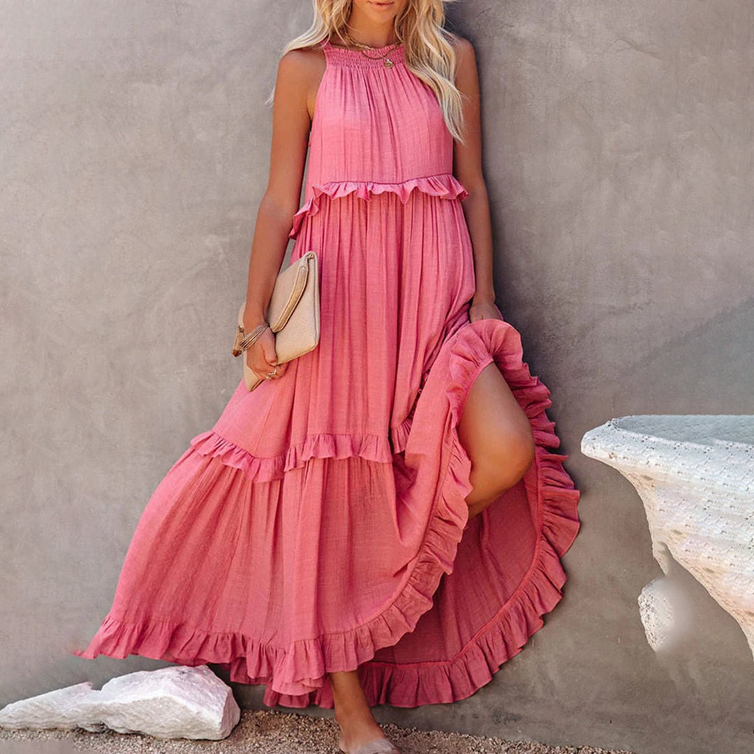 Joana - Elegantes Maxikleid ohne Ärmel - Rosa