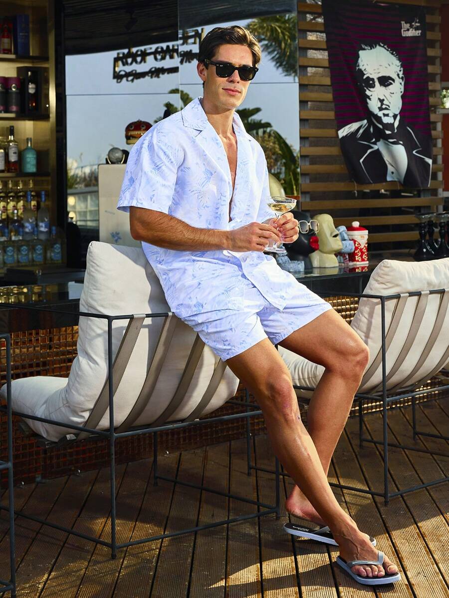 Johann – Herren Set Mit Pflanzenhemd Und Shorts Strandurlaub 5