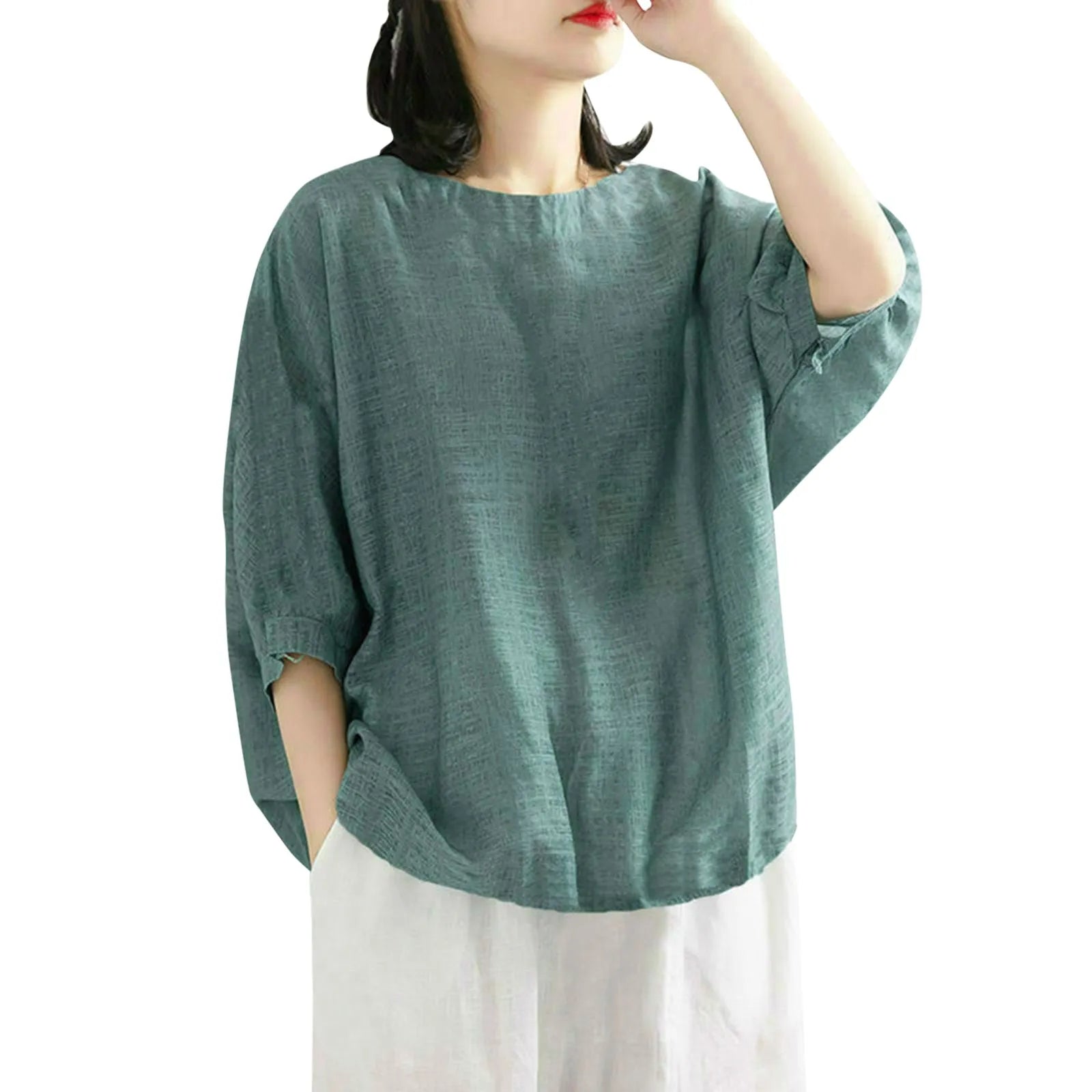 Jonna – Einfarbiges Damen-T-Shirt im lässigen Stil Grün