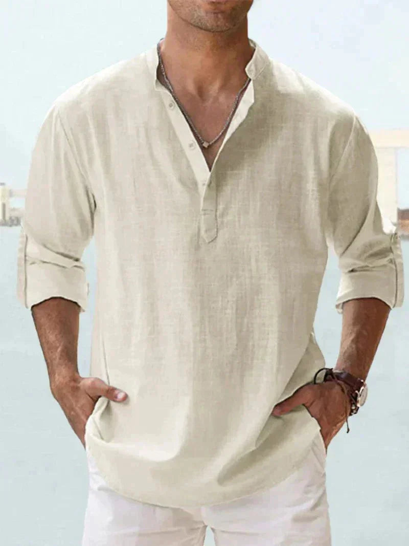 Josef - Herren Henley-Hemd Creme