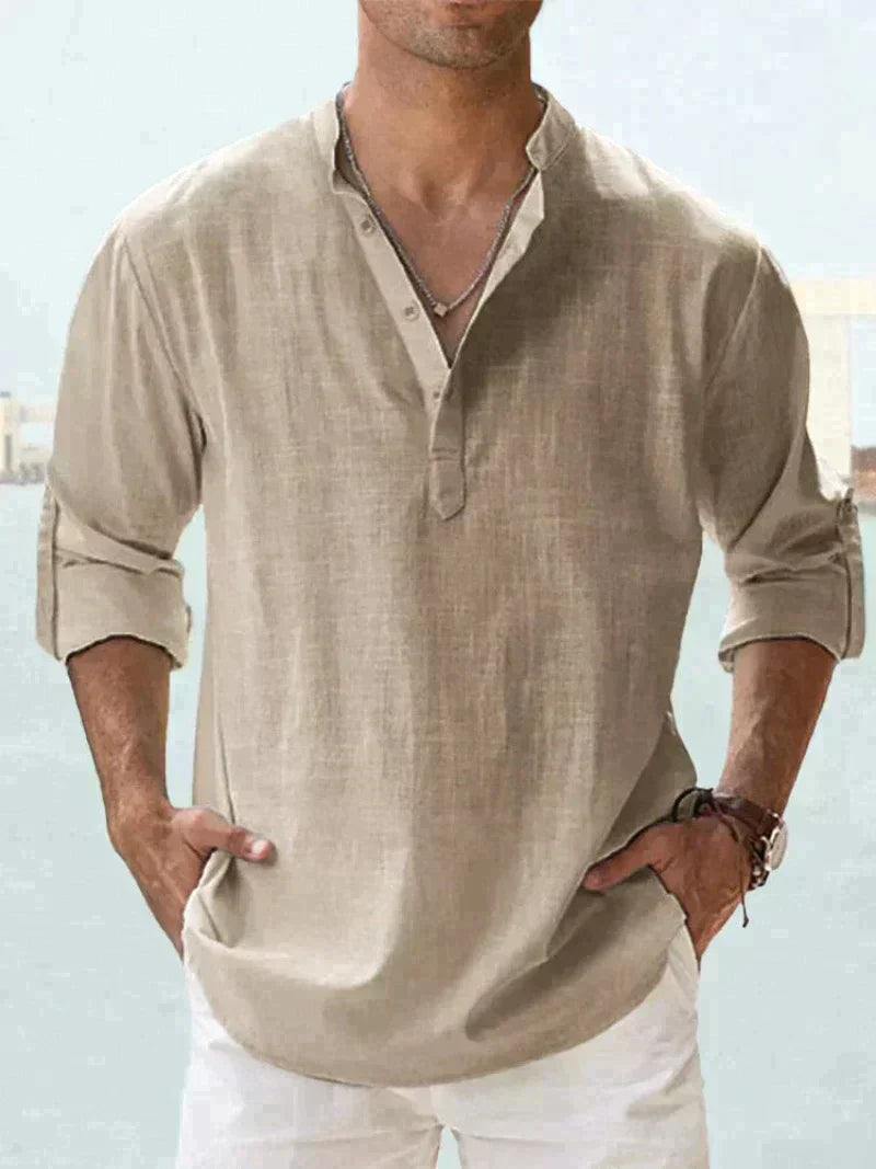 Josef - Herren Henley-Hemd Khaki