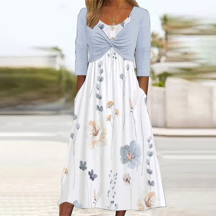 Judith – Weißes Midikleid mit Blumen im Twofer-Look WeiB