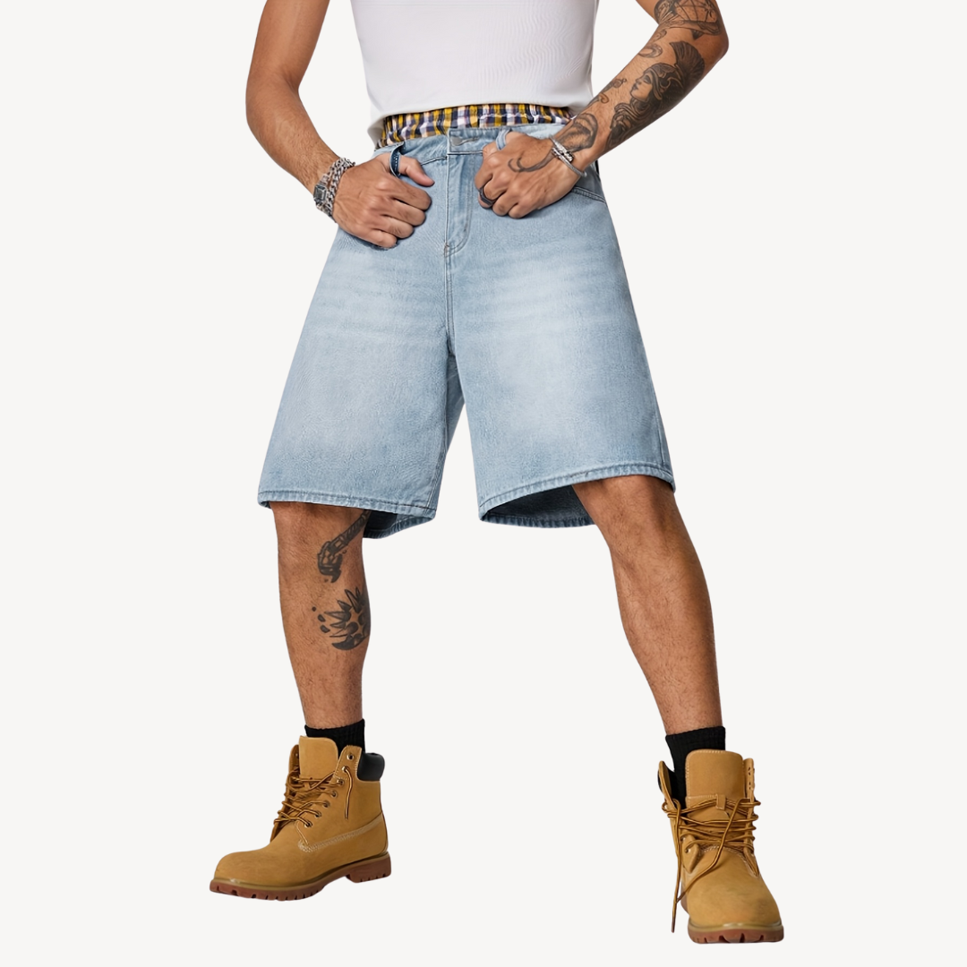 Jurek – Herren Cargoshorts aus Denim im Y2K-Vintage-Stil Blau