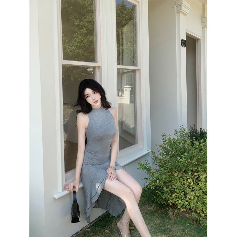 Käthe - Elegantes Rüschenkleid mit Taillierter Passform Grau