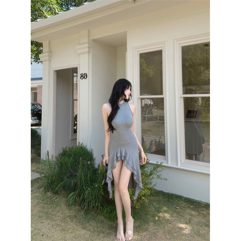 Käthe - Elegantes Rüschenkleid mit Taillierter Passform Grau