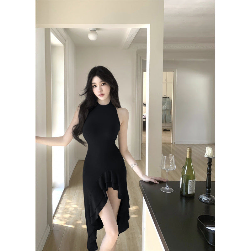 Käthe - Elegantes Rüschenkleid mit Taillierter Passform Schwarz