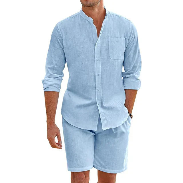 Kai - Freizeithemd und Shorts Set für Herren Hellblau