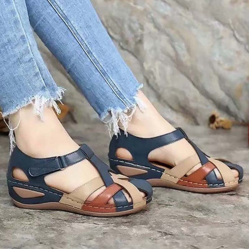 Kalina - Damen Sandalen mit Schnalle und Fußbett Blau