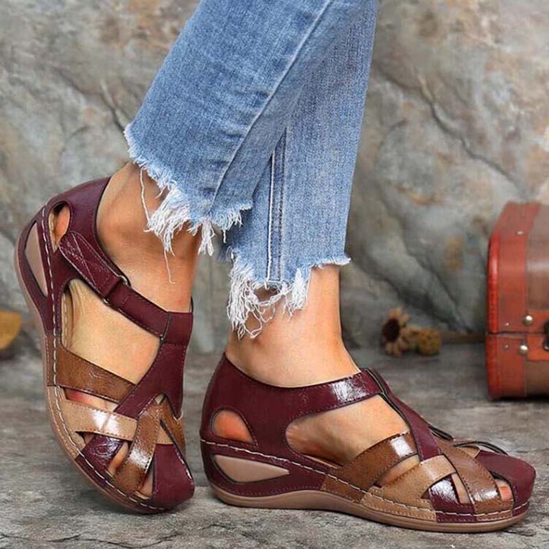 Kalina - Damen Sandalen mit Schnalle und Fußbett Rot