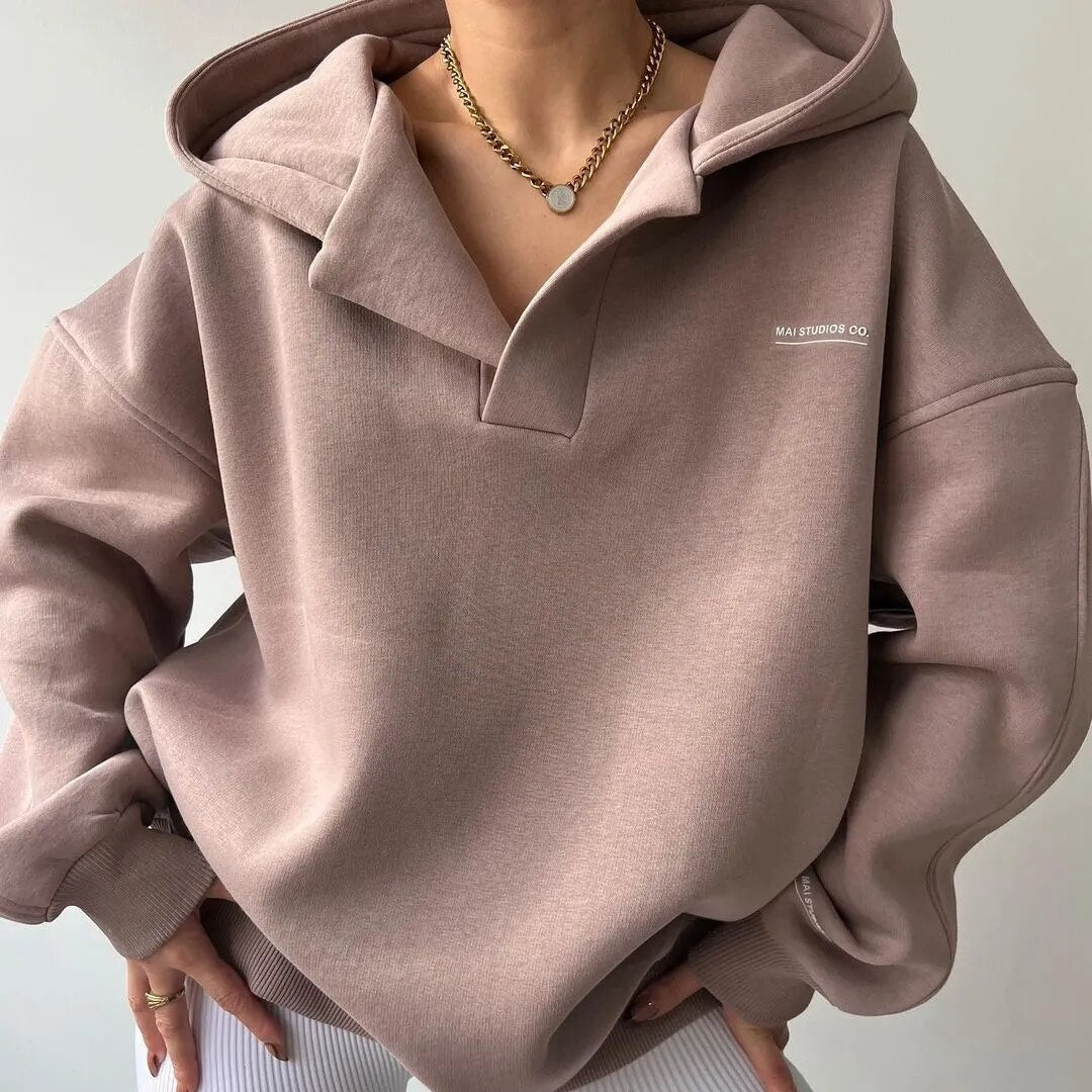 Karina - Damen Lässig Kapuzenpulli Rose
