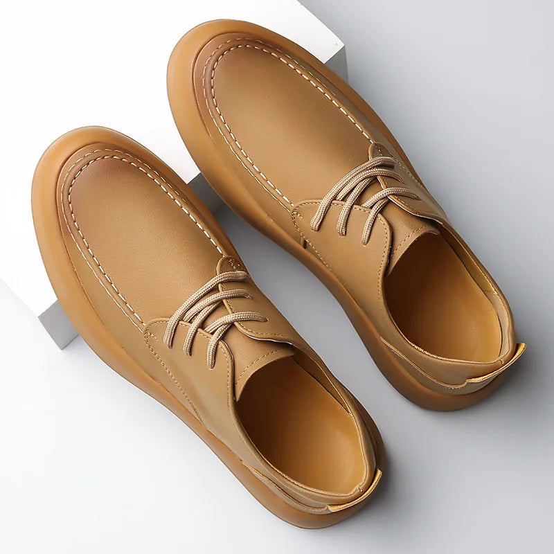 Karl- Hochwertige Herren Leder Sneaker Khaki