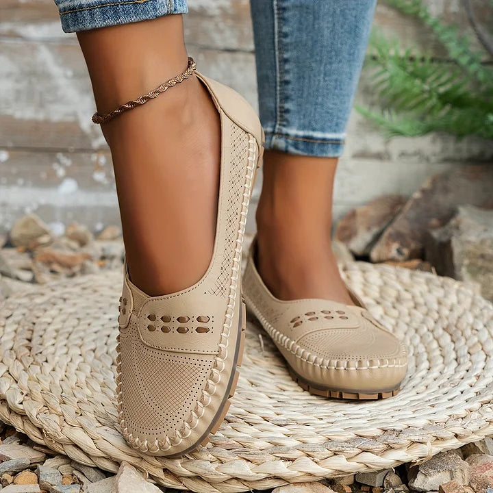 Kasimira - Sommerliche Damen Halbschuhe mit Komfortsohle Beige