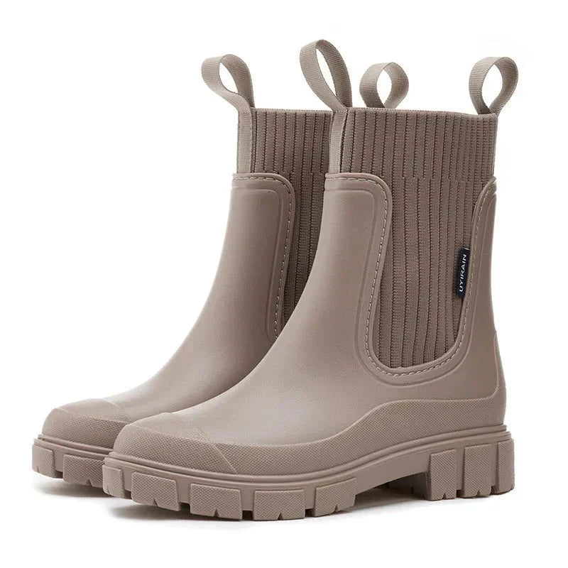 Kathi - Stylische Wasserdichte Damen Regenstiefel Herbst Grün