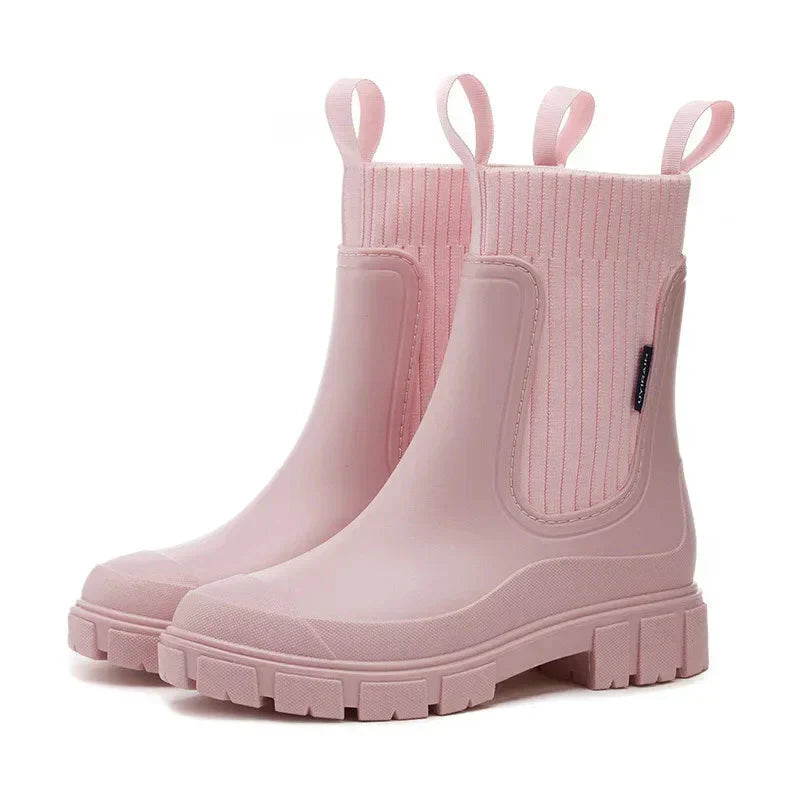 Kathi - Stylische Wasserdichte Damen Regenstiefel Herbst Rosa