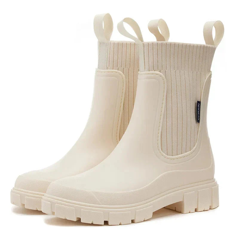 Kathi - Stylische Wasserdichte Damen Regenstiefel Herbst Weiß 2