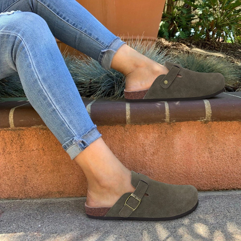 Keanne- Orthopedisch Suède Kurk Slippers grün 