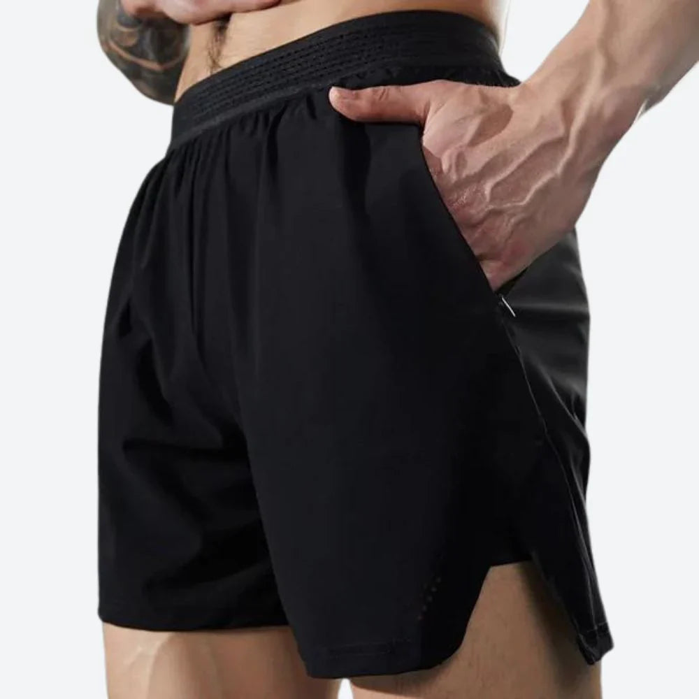 Kerim- Leichte elastische Sportshorts für Herren Schwarz