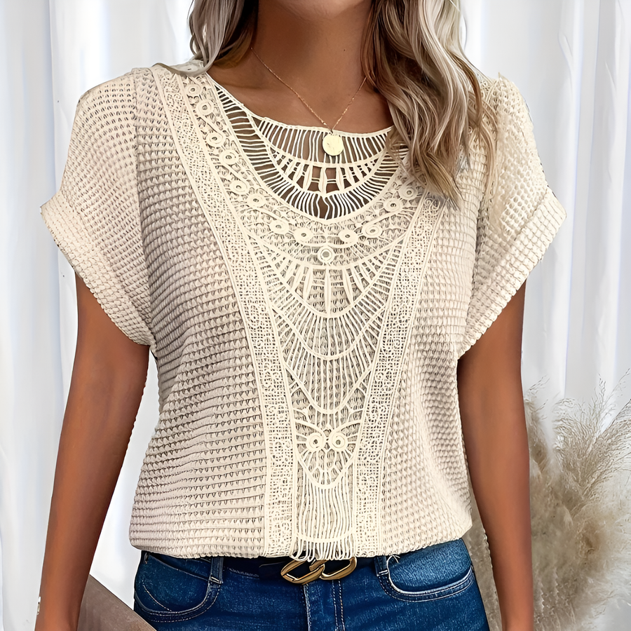 Kerri- Elegante Komfortbluse Beige