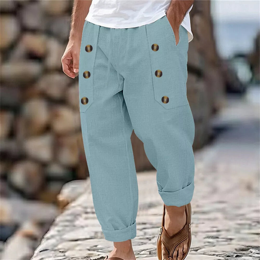 Kjell- Herren Strand Baumwollhosen Grün