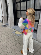 Wilma - Bunte Patchwork-Strickjacke für Frauen