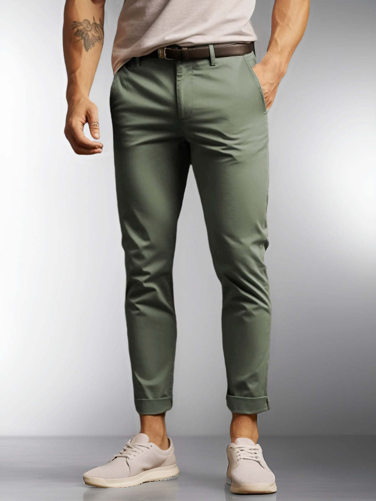 Kurt - Stretch Herren Chinohose aus Baumwollmix Grün