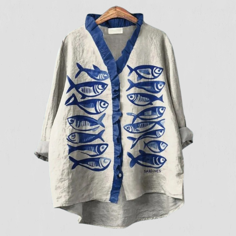 Lara – Bedrucktes Hemd - White/Blue