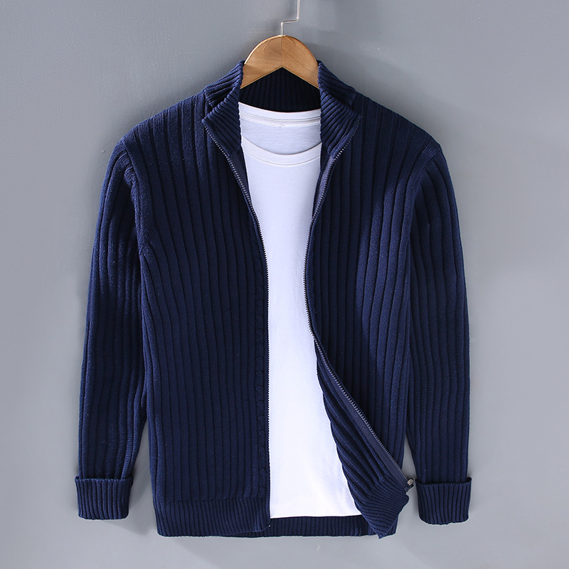 Lars – Premium Strickjacke aus Baumwolle für Herren Blau