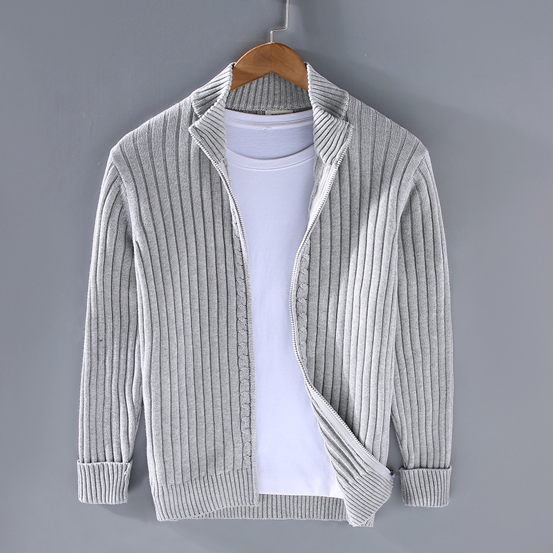 Lars – Premium Strickjacke aus Baumwolle für Herren Grau