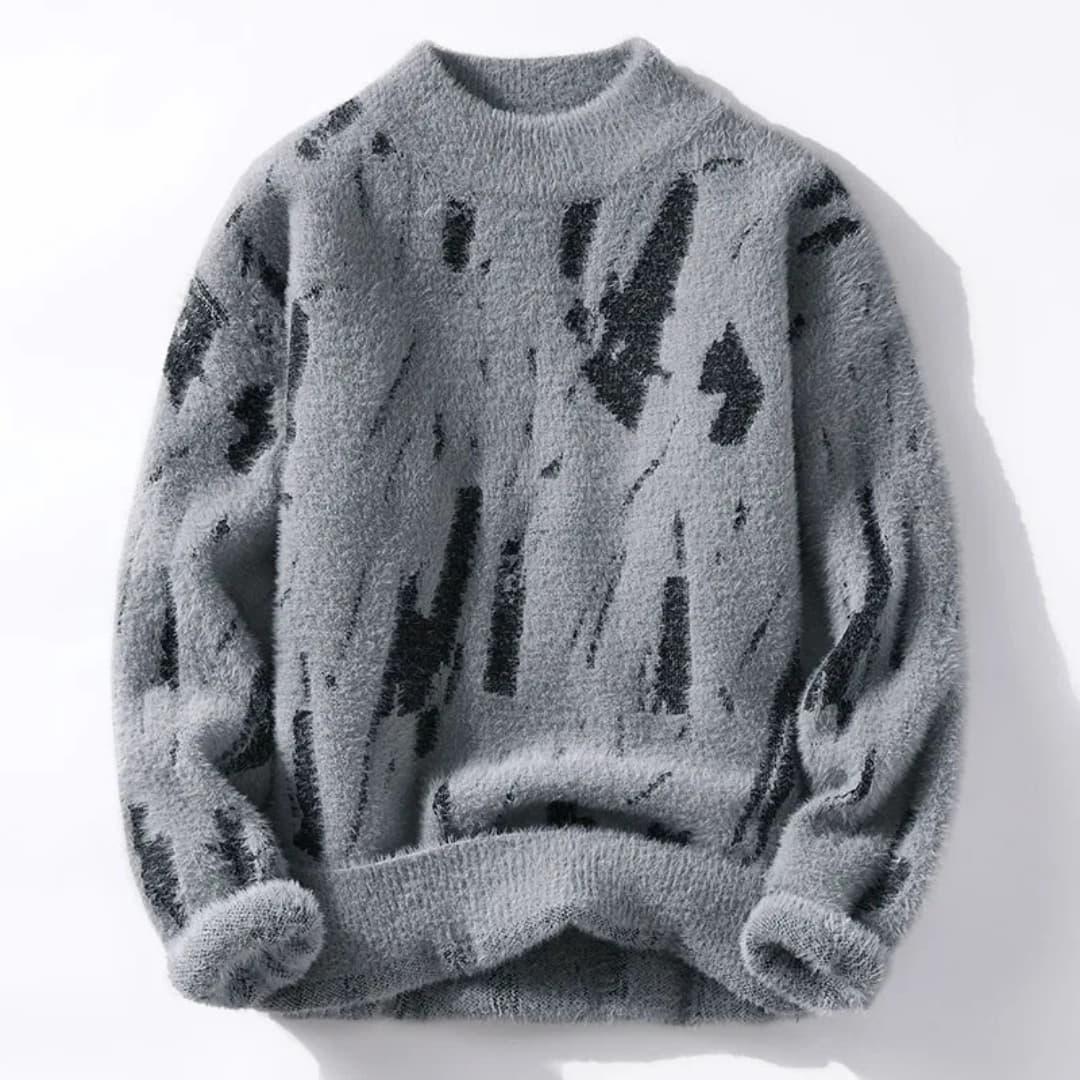 Lasse – Herrenpullover mit abstraktem Print Grau