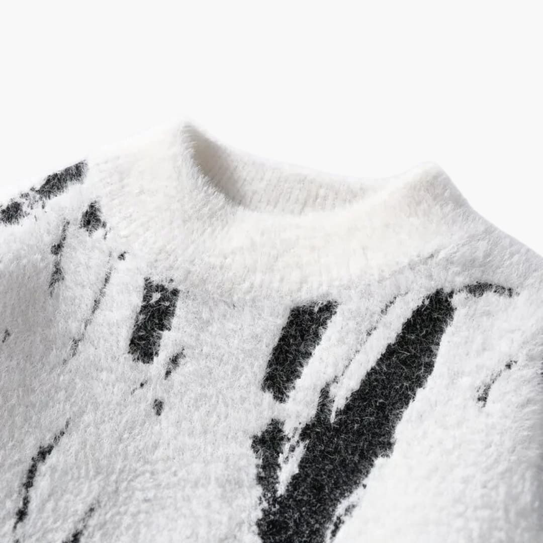Lasse – Herrenpullover mit abstraktem Print Weiß