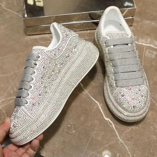Lauren- Glitzernde Sneaker mit Kristallverzierungen Weiß 1