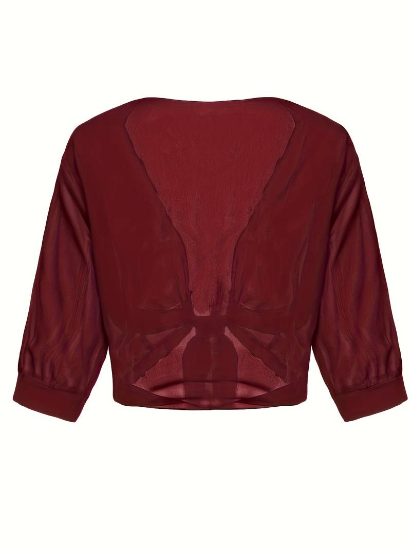 Lavinia – bluse mit offener vorderseite für den frühling  Burgund 1