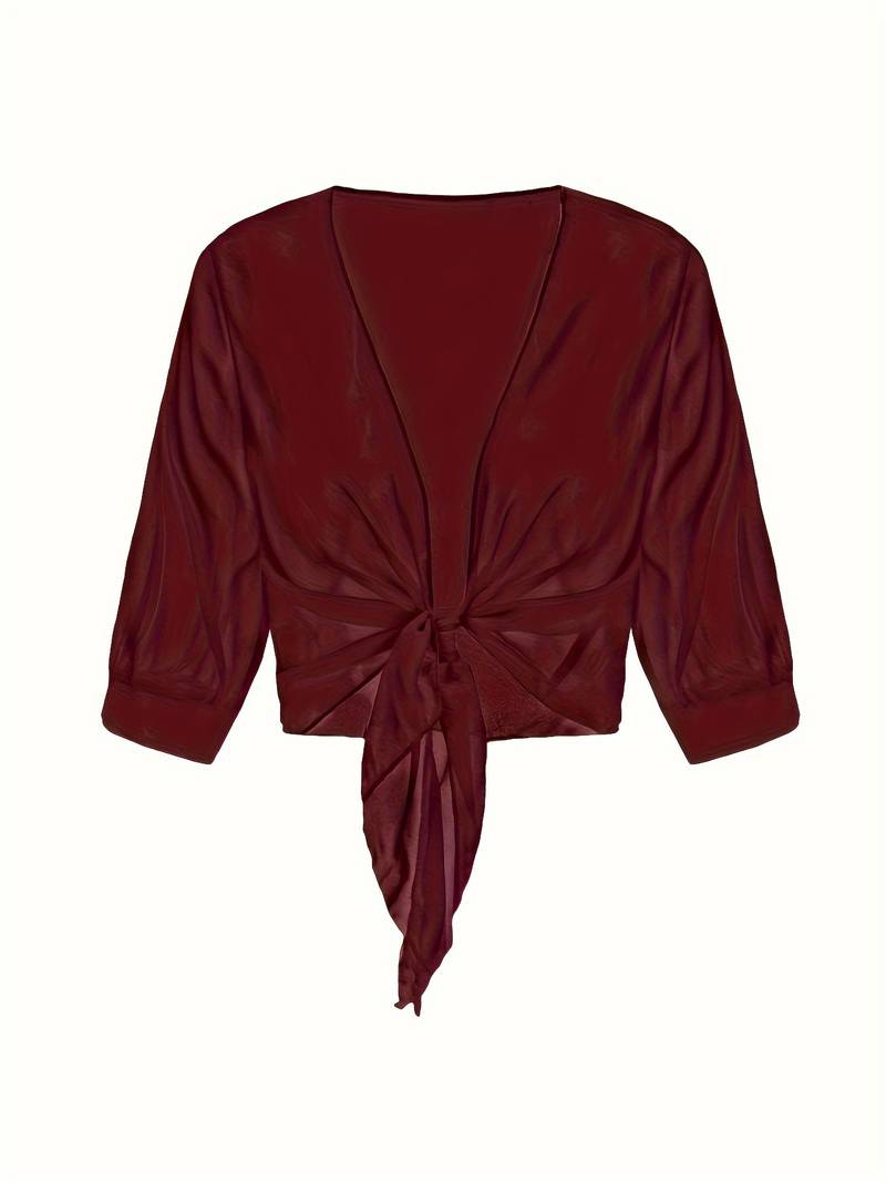 Lavinia – bluse mit offener vorderseite für den frühling  Burgund 2
