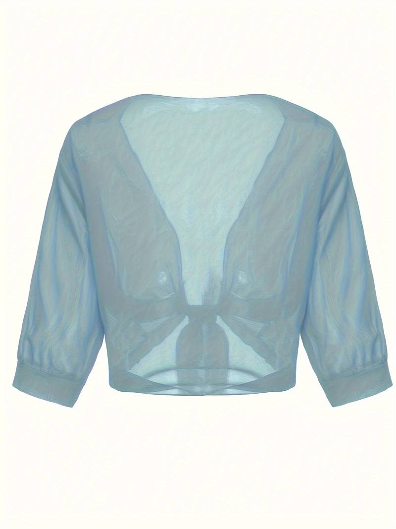 Lavinia – bluse mit offener vorderseite für den frühling  Hellblau 1